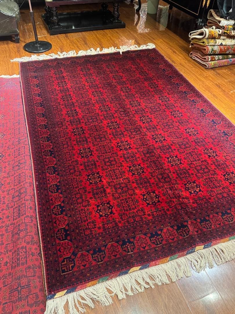 تصویر فرش قالی دستبافت تمام کرک خان محمدی بخارایی 6 متری — نمای 1
